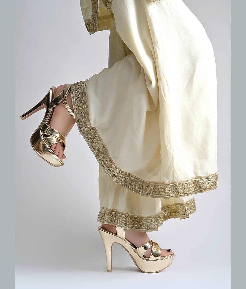 Shoetopia Gold Women's Sandal Heels