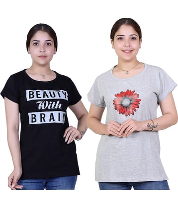 Varenyam Women Cotton Regular Fit Round Neck T-Shirt ( Black )