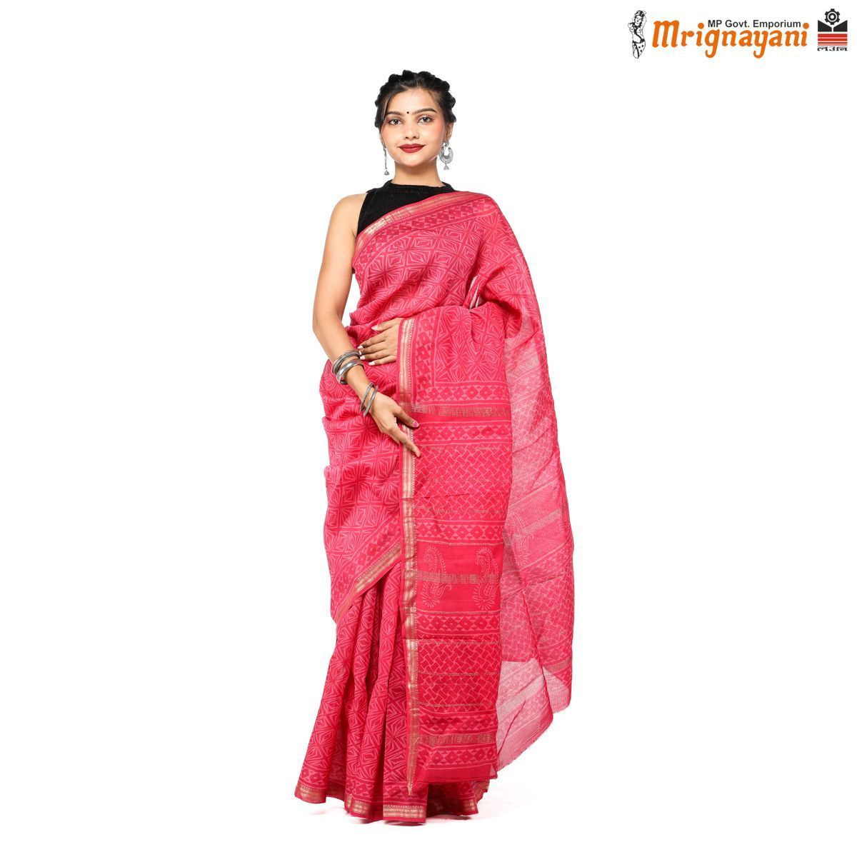 HANDLOOM MAHESHWARI SILK SAREE WITH BLOUSE (SKU - 3N0103110522, SAREE-1165)