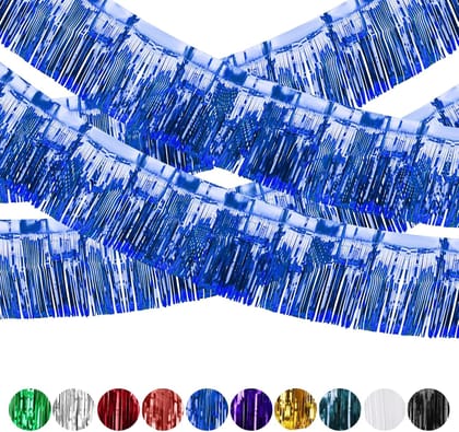 Metallic Foil Fringe Dark Blue Garland Set for Wall Hanging Decoration - 4PC