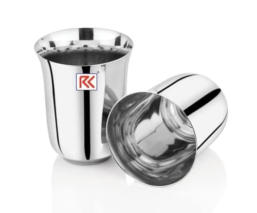 RK Jolly 7 Stainless Steel Glass Set of 2-300ml Each | Mirror Polish, Food Grade | Scratch Resistant, Serving Glass | for Water Juice. (Silver)