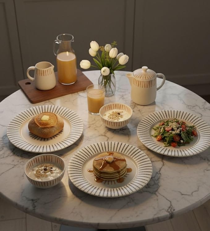 Table & Tale Luxury Porcelain Dinner Plates with Elegant Blue Pattern | Crafted in Sri Lanka | Bone-Ash Free | Scratch and Chip-Resistant | Perfect for gifting | Microwave & Dishwasher Safe | Set of 2