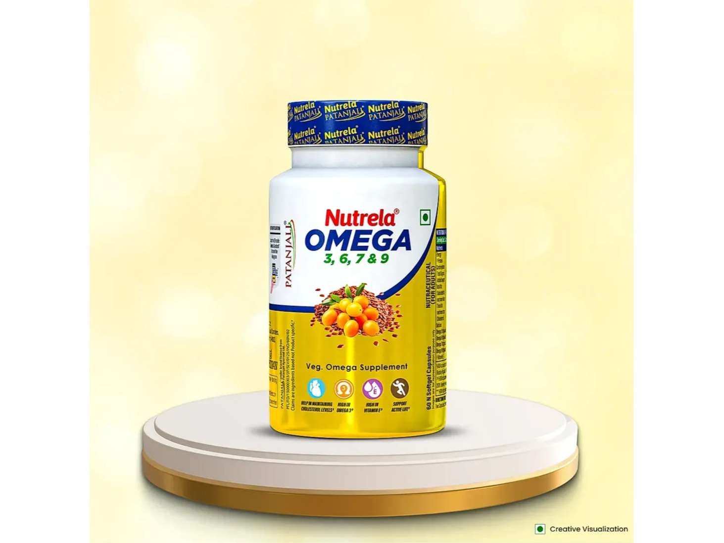 Nutrela Organic Omega 3 6 7 9 Vegetarian Capsules for Men and Women- 60 veg. Soft Gel Capsules