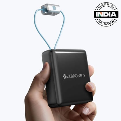 ZEBRONICS EnergiTank 10R1 10000mAh Power Bank, 22.5W Fast Charging, Built-in Type-C & Lightning Cables, USB Output, LED Battery Display, Rapid Charge & Safety Protection (Color May Vary) ZEBRONICS EnergiTank 10R1 10000mAh Power Bank, 22.5W Fast Charging, Built-in Type-C & Lightning Cables, USB Output, LED Battery Display, Rapid Charge & Safety Protection (Color May Vary)