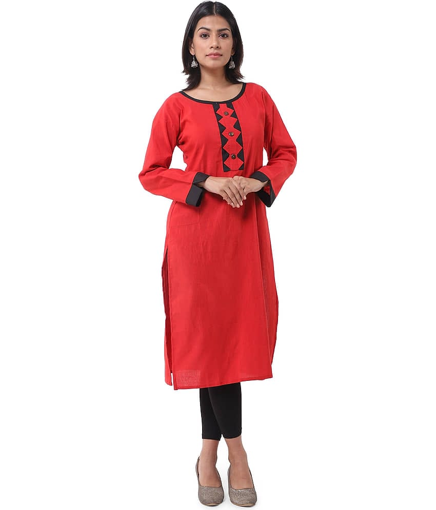 DESHBANDHU DBK - Red Cotton Women's Straight Kurti