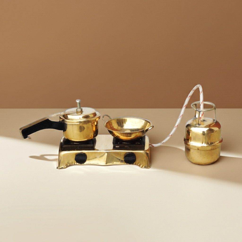 Brass Mini Kitchen Set | Handmade Miniature Toy | Traditional Play Decor, Height : 2.2 Inch (FMAS081)