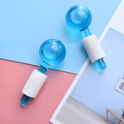 Facial Massage Ice Ball & Ice Roller Set | 2pcs Crystal Cooling Globes for Face & Eyes | Skin Depuffing, Soothing Relief & Redness Reduction | Facial & Eye Massager Tools