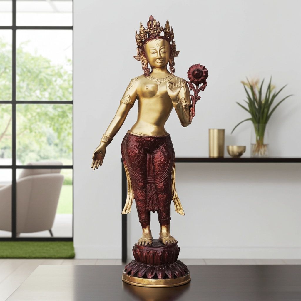 Brass Showpiece Tara Devi Statue, Height : 31 Inch (BSMAS868 A)