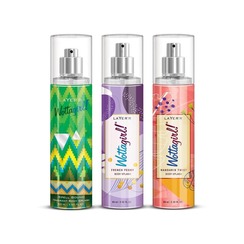 Layer'r Women WottaGirl! Body Splash Long Lasting Liquid Fresh Scent Fragrance Pack Of 3 - (180Ml, Pack Of 3)