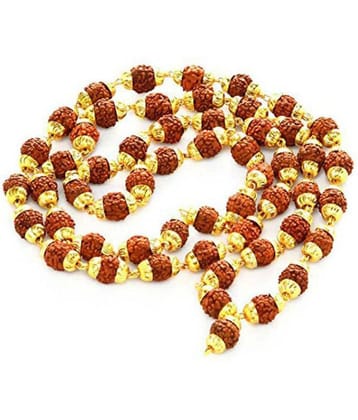 Rudraksha 5 Mukhi Japa Mala Rosary With Golden Cap Hindu Meditationyoga 54 + 1 BEADS