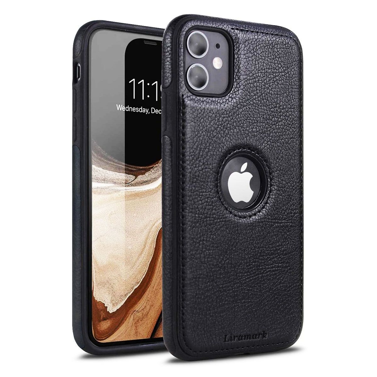 LIRAMARK PU Leather Flexible Back Cover Case Designed for iPhone 11