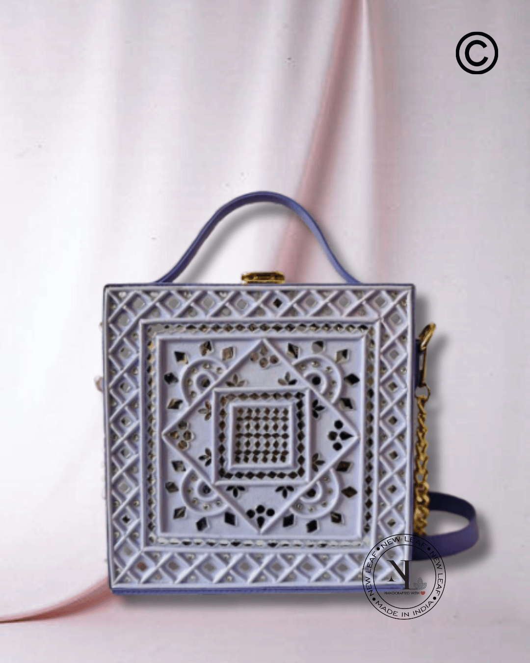 Violet Mirage Lippan Art Handcrafted Box Bag Sling