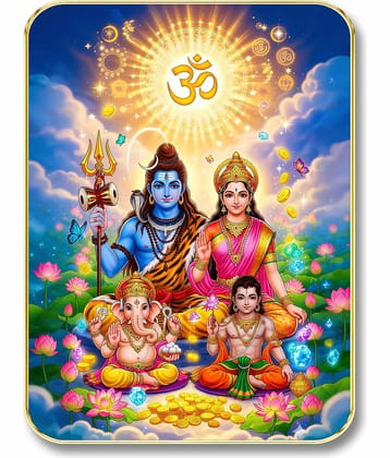 Livin'luxe Shiv Parivar MDF Religious Wall Art with Table Top Stand & Wall Hanging Hole