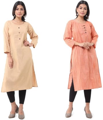 DESHBANDHU DBK - Multicolor Cotton Women's Straight Kurti ( Pack of 2 )