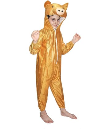 Kaku Fancy Dresses Pig Farm Animal Costume -Brown, 5-6 Years, For Boys & Girls