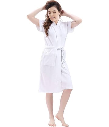 Poorak White Free Size Bathrobe ( Pack of 1 )