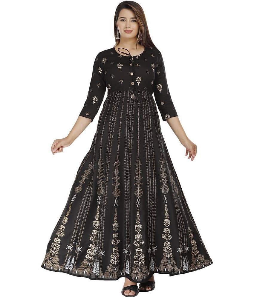 ANNEIV - Black Rayon Women's Anarkali Kurti ( Pack of 1 )
