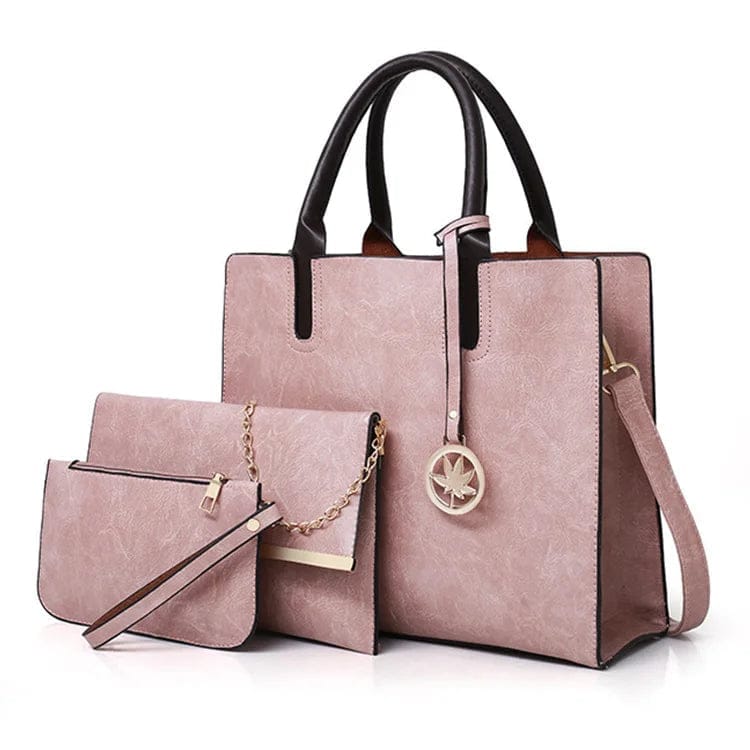 Ready To Ship Hot Selling Faux Leather Hand Bags 3 Pieces Ladies Handbags Sets Women Bags