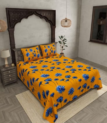 Golden Sunflower Delight Double Bedspread with Pillow Covers