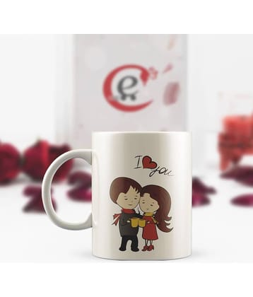eCraftIndia White Ceramic Valentine Hamper