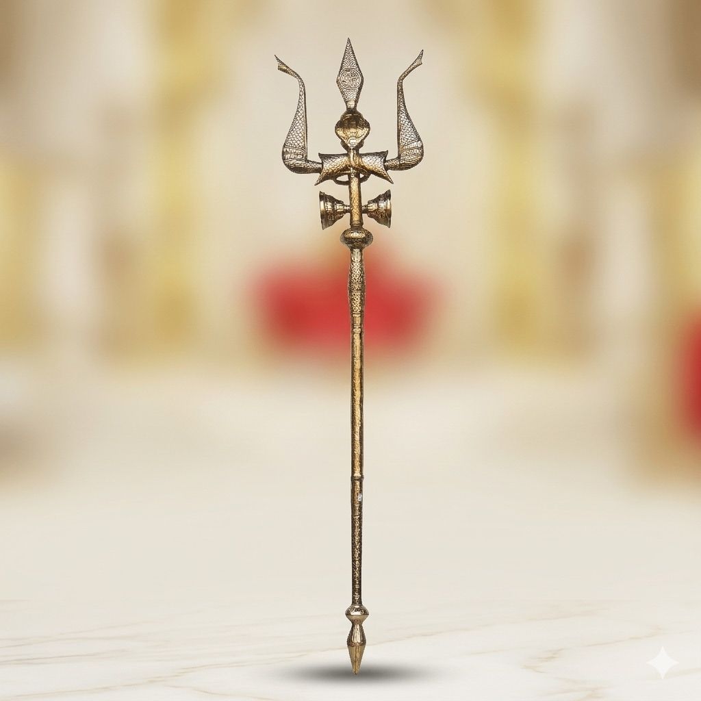 Brass Trishul, Height : 74 Inch (ZMAS138 Z)