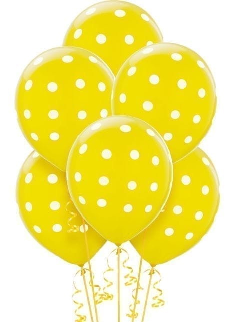Wanna Party Polka Dot Yellow Latex Balloons 12"