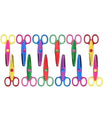 Eclet Designer Shape Cutter Scissor Pack of 12 Different Design, Zig Zag Scissor for DIY Craft Work, Project Work, Border Making and Scrapbooking, Multicolor, Designer Shape Scissor Pack of 12