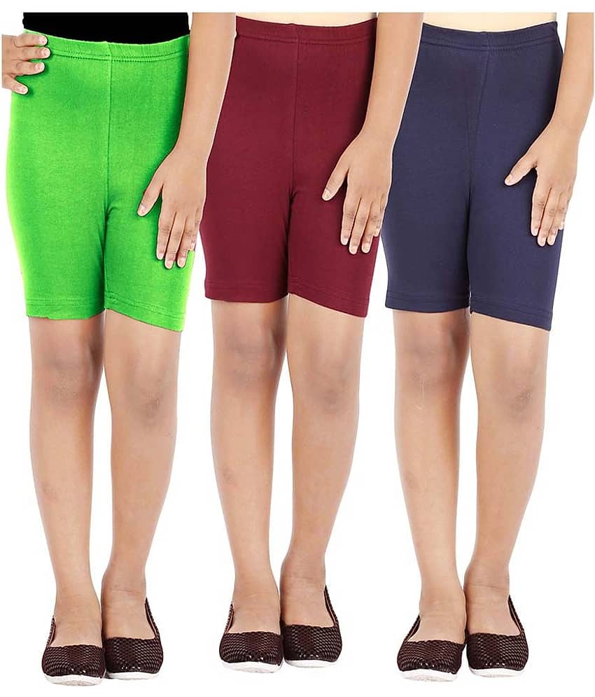 LULA Pack of 3 Girls Cotton Blend Cycling Shorts ( Multicolor )
