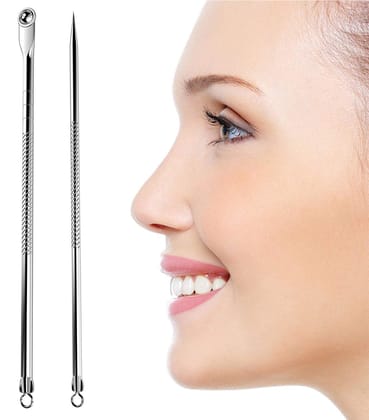 Glamezone Stainless Steel Blackhead Remover Needle Round & Pointed Tip (Pack Of 2)