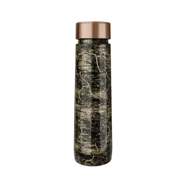 Pure Copper Elegant 1000 Ml Premium Coated Water Bottles (Gold Black Abstract, 1000 Ml)