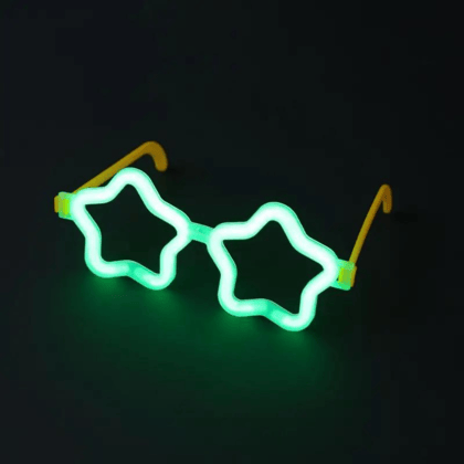 Glow In The Dark Star Shaped Shades Green Neon Glasses Eyewear Glow Stick Glasses for Kids Teens Adults Supplies-1 Pack-Green