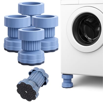 Panchhi Store Washing Machine Stand Height Adjustment Anti Vibration Pads for Washing Machine Fridge Stand with Anti-Slip Rubber Stand for Washing Machine Plastic Refrigerator Stand Blue Pack of 4