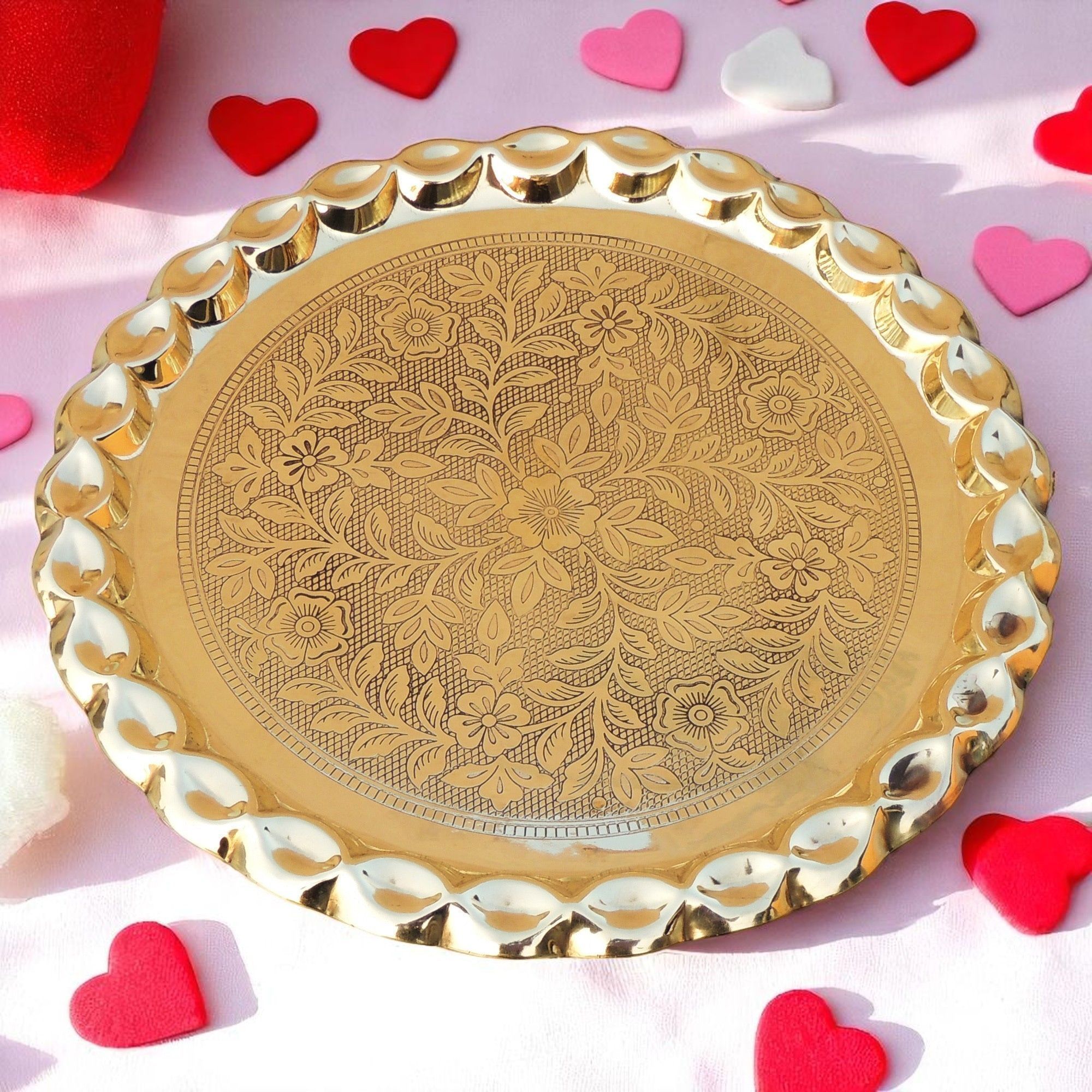 Brass Plate With Flower Design (ZMAS587 E)