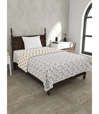 Everyday Comfort Motif Cotton Dohar Peach & Blue Tones Everyday Comfort Motif Cotton Dohar Peach & Blue Tones