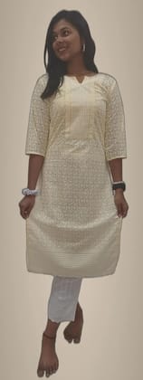 Mom And Me Yellow Georgette Chikankari Kurta (L) | Premium Ethnic Wear | Festive & Party