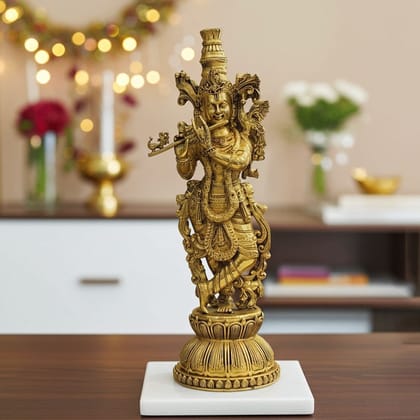 Brass Krishna Murti God Idol – Traditional Home Temple Decor, Height : 11 Inch (BSMAS1818 E) Brass Krishna Murti God Idol – Traditional Home Temple Decor, Height : 11 Inch (BSMAS1818 E)