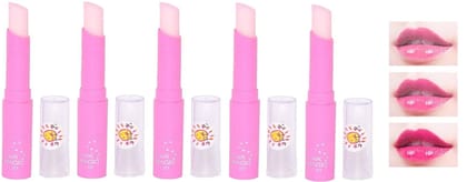 Elecsera Pink Magic Lipbalm Pack of 5 Strawberry (Pack of: 5, 10 g)
