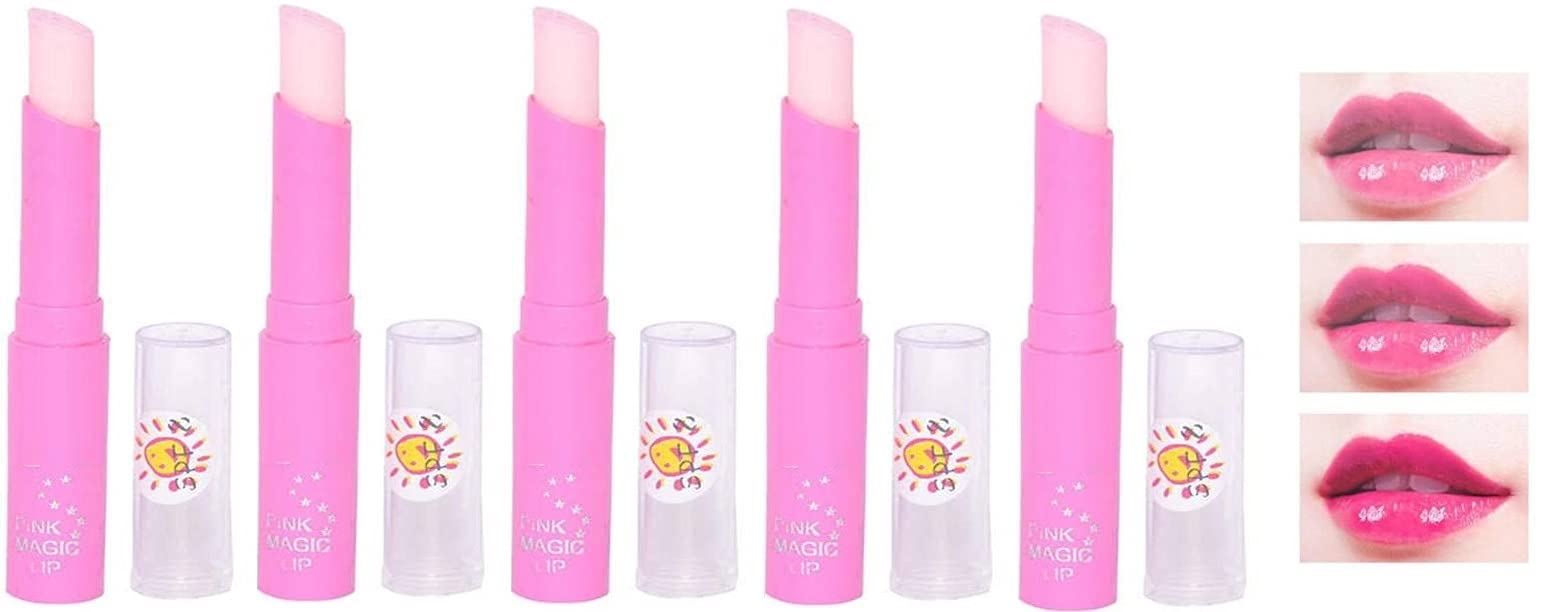 Elecsera Pink Magic Lipbalm Pack of 5 Strawberry (Pack of: 5, 10 g)