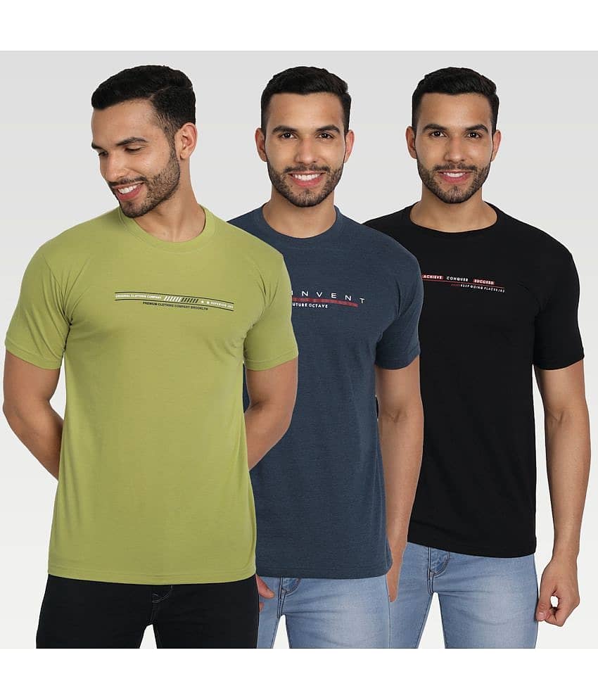 Zeffit Pack of 3 Cotton Blend Regular Fit Men's T-Shirt ( Multicolor )