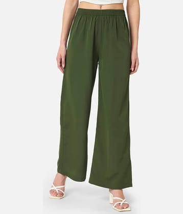 ALL WAYS YOU - Olive Crepe Straight Women's Palazzos ( Pack of 1 )