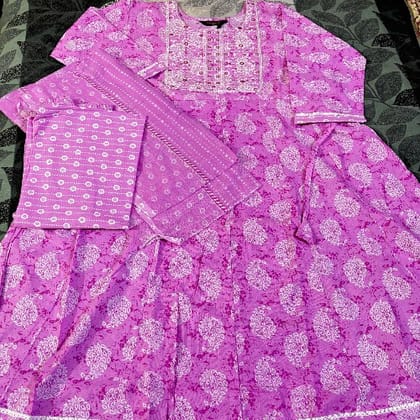 Pink Flared Kurta Set