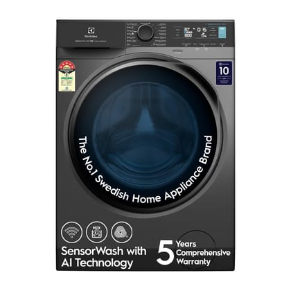 Electrolux 11kg 5 Star Front Load Washing Machine, 5 Year Warranty, AI SensorWash, WiFi, Full Load Vapour Wash, Hygienic Care, Woolmark, EcoInverter Motor, UltimateCare 700, EWF1142R7SB, Dark Silver Electrolux 11kg 5 Star Front Load Washing Machine, 5 Ye