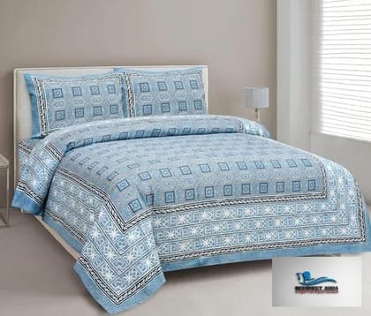 3001-Hometrade India-Standard King Size (90*108 Inches)-Buy Pure Cotton Jaipuri Printed Flat King Size Double Bedsheet With 2 Matching Pillow Cover 3001-Hometrade India-Standard King Size (90*108 Inches)-Buy Pure Cotton Jaipuri Printed Flat King Size Double Bedsheet With 2 Matching Pillow Cover