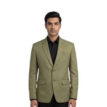 Four Silai Men's Blazer, Military Green, Single-Breasted, Two-Button, Notch Lapel with Breast Pocket