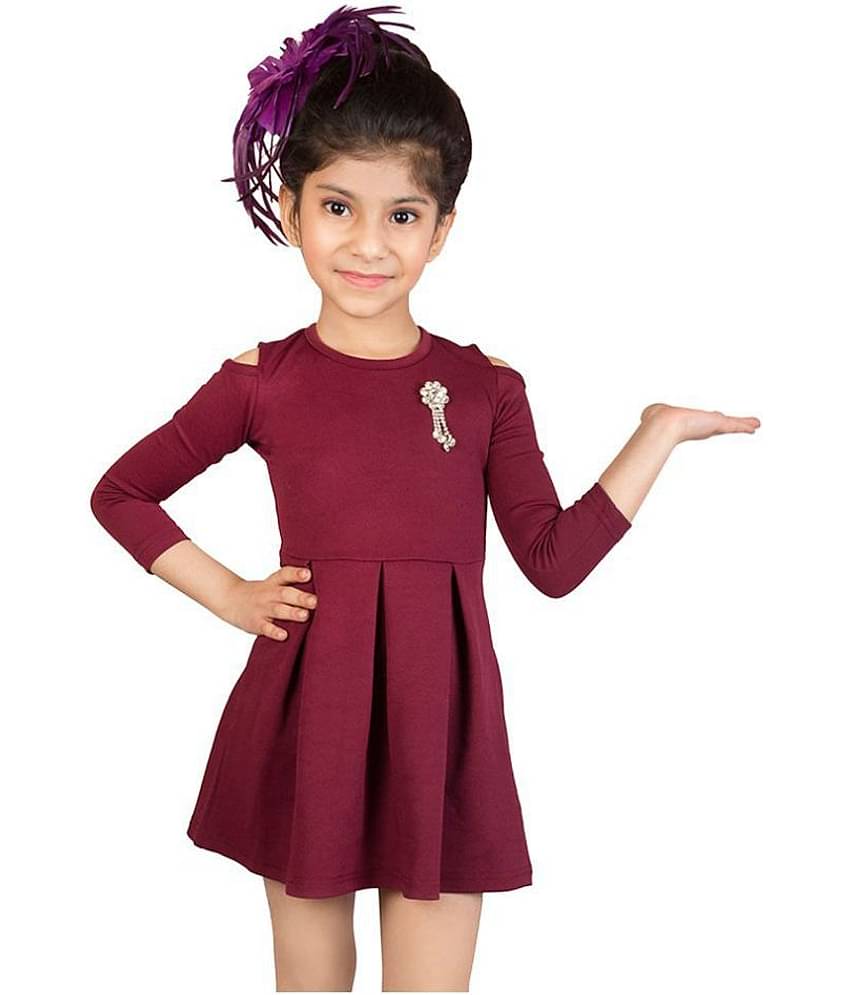 Addyvero Cotton Blend Pleated For Girls ( , Maroon )