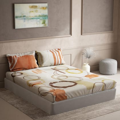 DDECOR - Souvenir Collection 100% Cotton Abstract Pattern 145TC Super King |274 CM X 274 CM| Orange