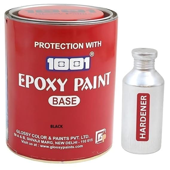 1001 Epoxy Paint HB Coating 2 Pack System | Heavy-Build Epoxy Paint for Tanks, Machinery, Kitchen, Garage Floor, Labs, Hospitals, Cemented Surfaces & More | Superior Glossy Finish BLACK (1 L)