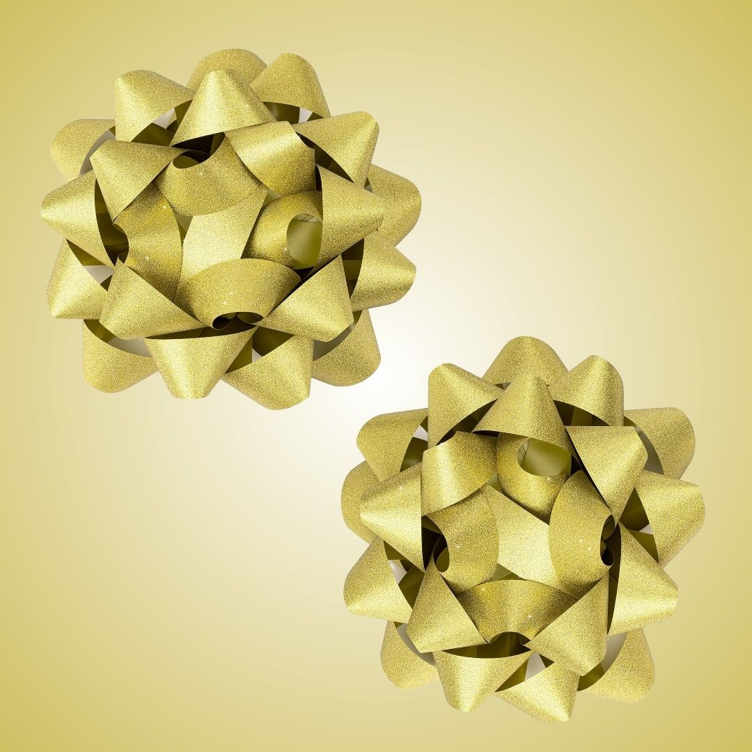 Golden Packaging Bow Ribbons - 2PC