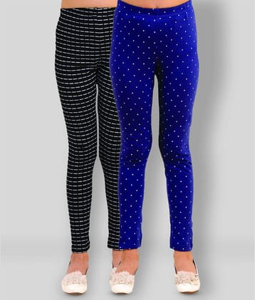 Kids Cave Pack of 2 Girls Cotton Blend Leggings ( Black )