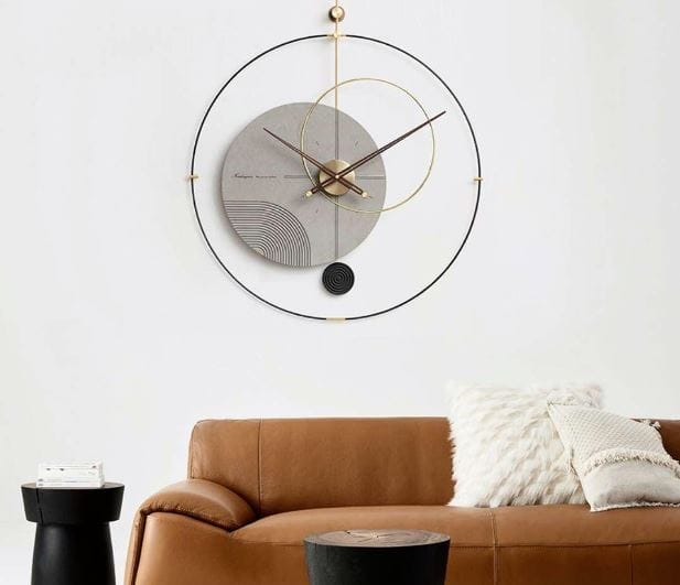 Round stylish cosmic luxe wall clock | gray and metal